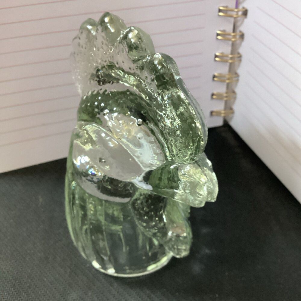 Vintage Glass Rooster Head Bottle Topper Clear Slight Green Cast 4” - Picture 8 of 11